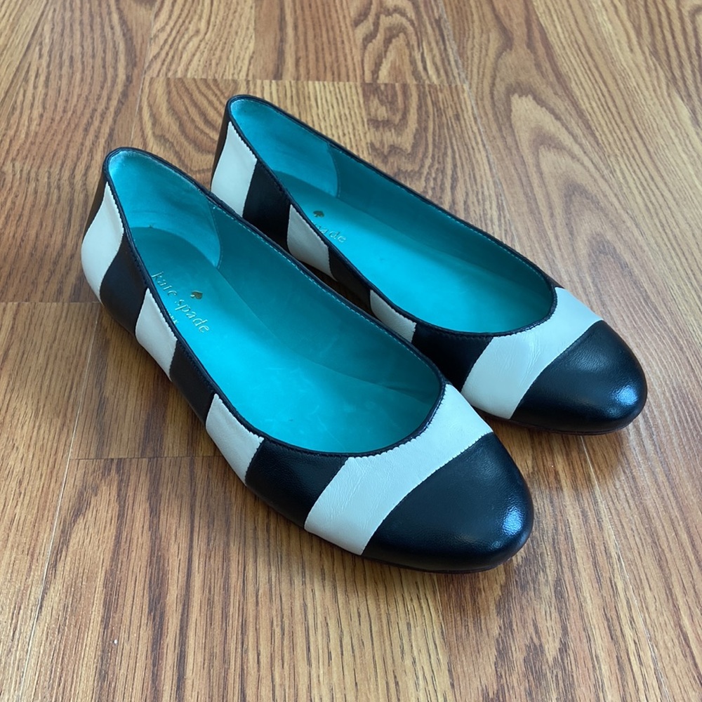 Kate Spade Black and White Stripe Flats
